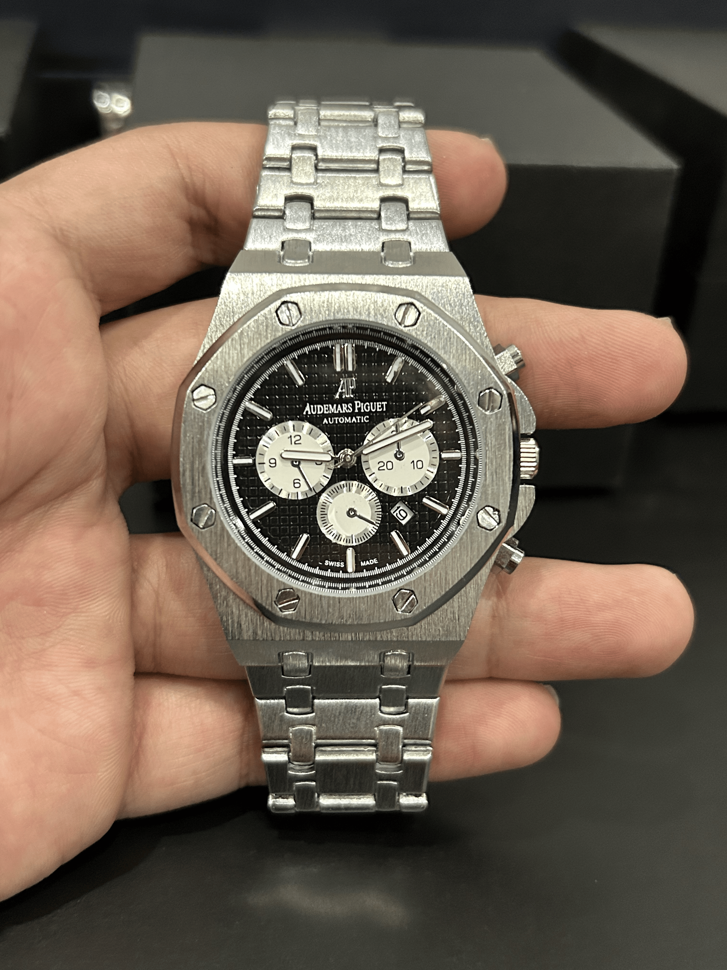 A.P Stainless Steel Silver Dial & Silver Chain